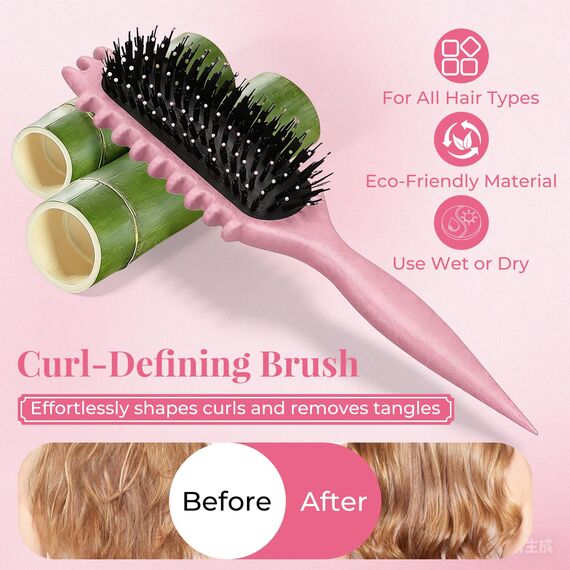 Lockenbürste, curly hair brush Für curly hair, locken bürste Zum Definieren Beim Styling, Antistatisch Entwirren Ohne Ziepen, Ergonomischer Griff, haarbürste Für Frauen Männer (Rosa)