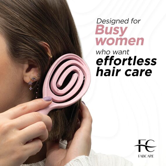 FABCARE Mini Haarbürste Wildschweinborsten Detangler-Bürste Doppelfeder Spiralfeder Kein Ziehen Pro Magic Tool Kompakt Elegant (Rosa)