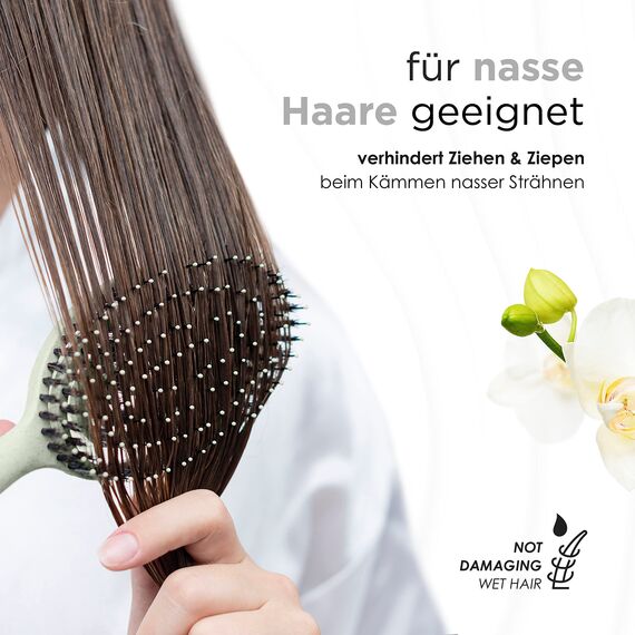 FABCARE Bio Haarbürste mit Wildschweinborsten - Detangler Doppelspiralfeder - Profi Entwirrbürste für jeden Haartyp - Damen (Grün) inkl. Ebook