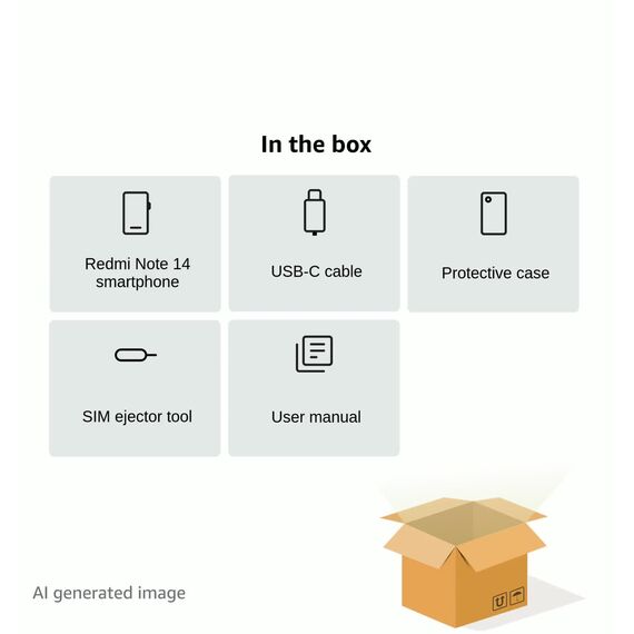Xiaomi Redmi Note 14 Smartphone, 8 + 256GB, Black, 108MP AI-Kamerasystem, 5500mAh Akku, 120Hz Augenschutzdisplay, AI-Funktionen (kein Ladegerät enthalten)