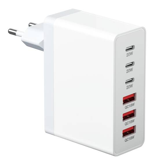 USB C Ladegerät, Gesamtleistung 100W GaN 6-Port USBC Netzteil Schnellladegerät, USB Stecker Power Adapter Kompatibel mit iPhone 11/12/13/14/15/16 Pro Max/Galaxy S24/S23/S22/S21/Google/Tablet