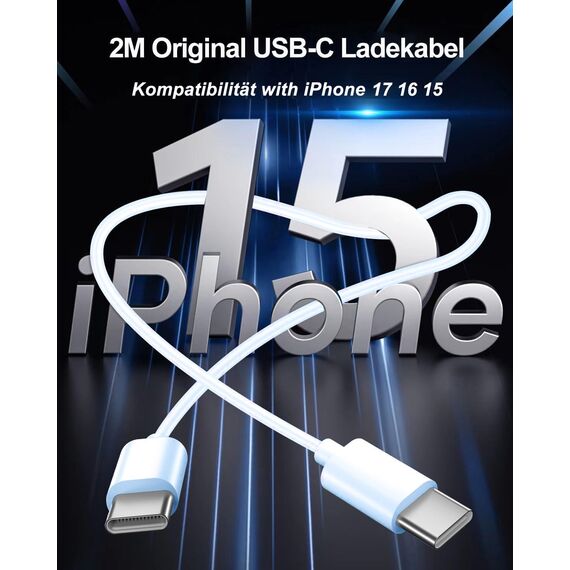 USB C Ladegerät Ladekabel für iPhone 17 16 16e 15/17 16 15 Pro/17 16 15 Pro Max/Plus,2Pack 25W USB C Power Adapter Schnellladekabel für iPad Pro/Air/10.Generation,Schnellladegerät Stecker mit 2M Kabel