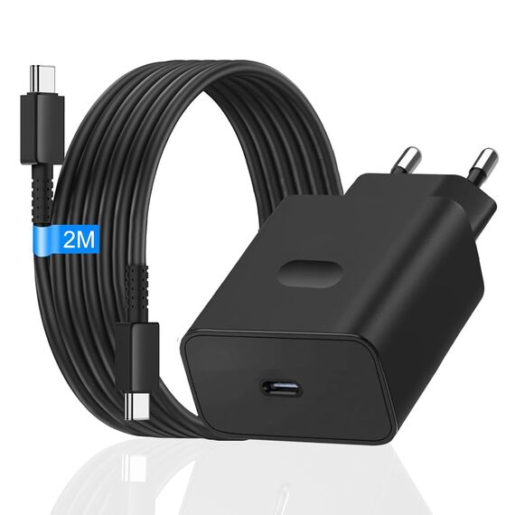 45W USB C Ladegerät Schnellladekabel für Samsung Galaxy S25 S24 S23 S22 S21 S20 fe Ultra S10 S9 S8 A55 A54 A53 A52 A51 A50 A34 A33,2M Ladekabel mit Netzteil Fast Charger Stecker Schnelladegerät Kabel