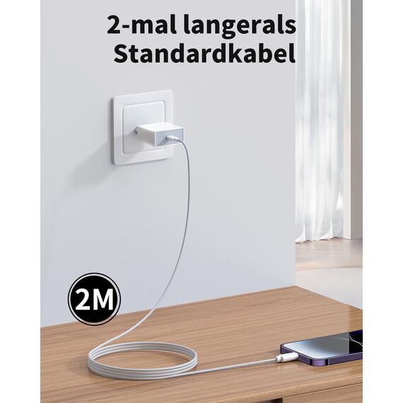 25W Schnellladegerät und Ladekabel für iPhone 14/14 Plus/14 Pro/14 Pro Max/13 12 11 SE, 4-Pack USB C Ladegerät 2M Schnellladekabel Stecker Netzteil Power Adapter Ladestecker Netzstecker