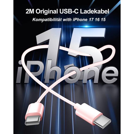 USB C Ladegerät Ladekabel für iPhone 17 16 16e 15/17 16 15 Pro/17 16 15 Pro Max/Plus,2Pack 25W USB C Power Adapter Schnellladekabel für iPad Pro/Air/10.Generation,Schnellladegerät Stecker mit 2M Kabel