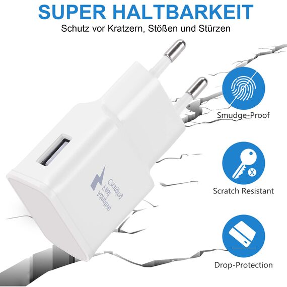 2er Pack USB Ladegerät Stecker, Adaptives Schnell Ladegerät Ladestecker für Samsung S21/S20/S10/S6/S7/S8/S9/Edge/Plus/Active, A14/Note 8/9, Google Pixel 2/3/XL und andere Smartphones/Geräte