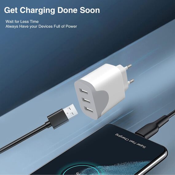 USB Ladegerät 2Pack, 3-Port Stecker 15W USBA Adapter 5V3A Mehrfach USB-Plug Steckdose,Netzstecker Netzteil Ladestecker Charger Ladeadapter für lPhone 14/13/12/11/10, Xiaomi,Tablets,Handys 1