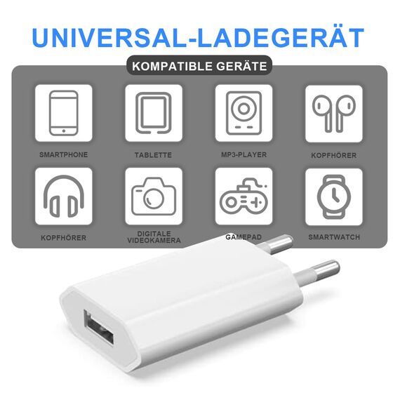 USB-Netzstecker, (2 Pack) Ladegerät für iphone, Samsung Xiaomi Sony LG Smartphones, iWatch, Kameras, Tablets, MP3 usw., Universal 5V1A USB-Netzadapter