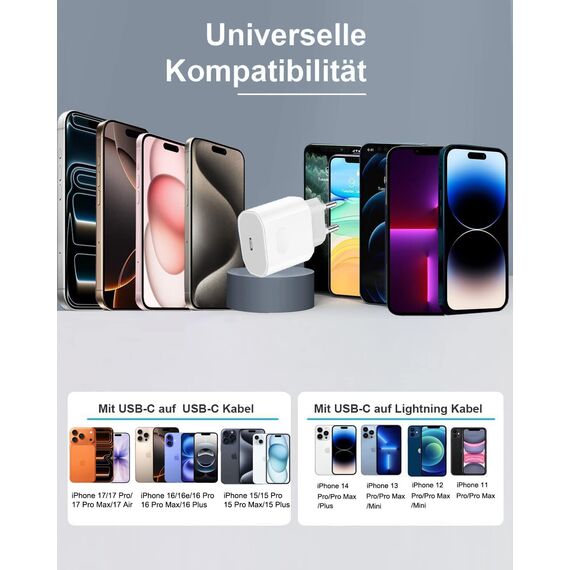 iPhone Ladegerät,20W USB C Ladegerät für iPhone 17 16 16e 15 14 13 12 11,Power Adapter USB C Stecker Ladestecker Schnellladegerät USB c Netzteil für iPhone 17 16 15 Pro/Pro Max/Plus/14 13 12 pro max