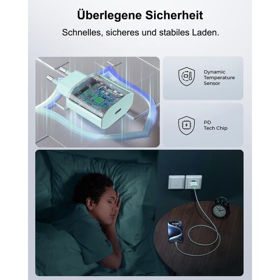 USB C Ladegerät Ladekabel für iPhone 17 16 16e 15/17 16 15 Pro/17 16 15 Pro Max/Plus,2Pack 25W USB C Power Adapter Schnellladekabel für iPad Pro/Air/10.Generation,Schnellladegerät Stecker mit 2M Kabel