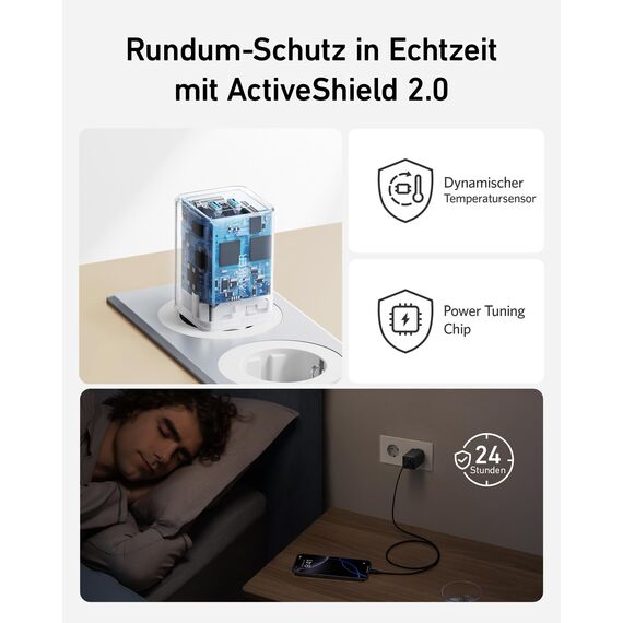 Anker 47W USB C Ladegerät, 523 Charger (Nano 3), kompakt mit 2 Anschlüssen GaN Schnellladegerät für iPhone 17/Pro/Pro Max/iPhone Air/16/15, Galaxy, Pixel 4/3, iPad/iPad mini (Kabel Nicht enthalten)