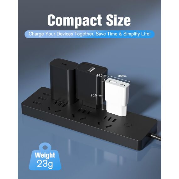 USB Ladegerät 5W Slim Ladestecker Netzteil 5V 1A 2Port USB C+ USB A Netzstecker Adapter, Steckdosenadapter für iPhone,eBook Reader, Xperia, MP3, Smartphone（Weiß） (Thickness 1.45cm/1packs)