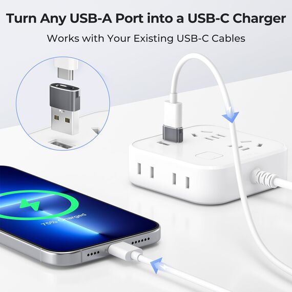 Basesailor USB auf USB C Adapter für iPhone 17 Apple 16 16e 15 14 Pro Max Plus Charger 3 Pack,Typ C Buchse zu USBA Stecker Ladegerät Netzteil für iPad 10 Mini 7 Air 6,Apple Watch 8 9 10 11,Samsung S25
