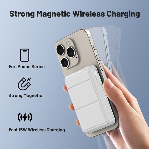 Azmuth Power Bank, für Magsafe Powerbank iPhone 10000mAh, Magnetische Power Bank Wireless Schnellladen mit LED Display Tragbares Ladegerät Akkuspack für iPhone 17/16/15/14/13/12/Pro/Pro Max