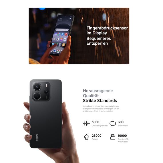 Xiaomi Redmi Note 14 Smartphone, 8 + 128GB, Blue, 108MP AI-Kamerasystem, 5500mAh Akku, 120Hz Augenschutzdisplay, AI-Funktionen (kein Ladegerät enthalten)