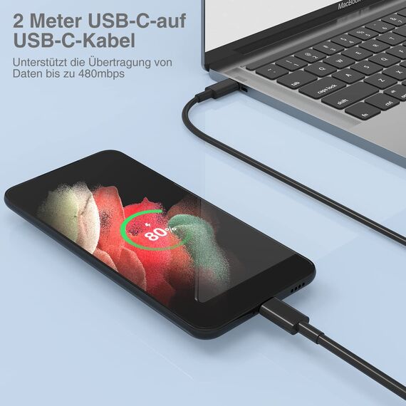 25W Schnellladegerät USB C für Samsung Galaxy S25/S25 Ultra/S24/S24Ultra/S23/S23 Ultra S22/S22 Plus/S22 Ultra/S21 S20 FE/A52S A53 A33/Z Flip 3, USB C ladegerät mit 2m Schnell Ladekabel for Samsung