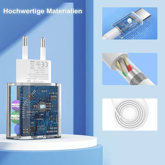 USB C Ladegerät,USB C Kabel [Apple MFi Zertifiziert] iPhone ladekabel für iPhone 17 Air/16/15 Pro Max 15/16 Plus iPad Netzteil Schnellladegerät Stecker Schnellladekabel USB c Power Adapter Weiß