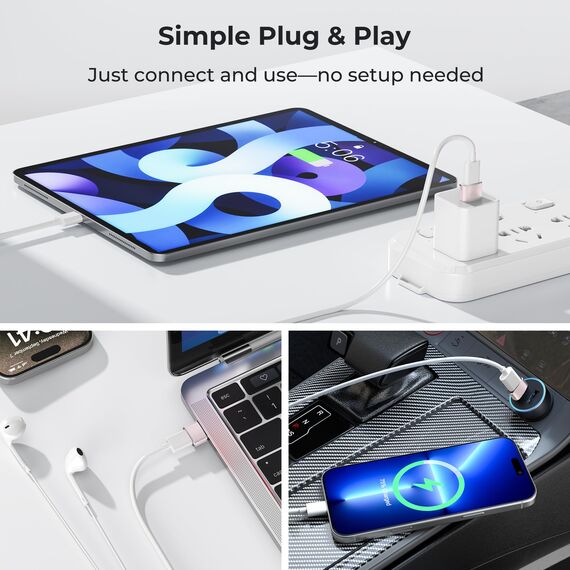 Basesailor USB C Buchse auf USB Stecker Adapter 3Stück,Typ C auf A Ladekabel Adapter für Apple iPhone 17 16 15 11 Pro Max,XR,Airpods,iPad Mini 6,Samsung Galaxy Note 10 S20 S21 Plus Ultra,Z Fold Flip 4