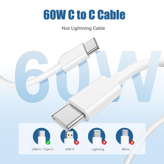 USB C Ladegerät Ladekabel für iPhone 17/17 Air/16 Pro/16 Pro Max/16 Plus/15 Pro/15 Pro Max/15 Plus, iPad, MacBook, Samsung, 20W USB C Power Adapter Schnellladegerät mit Schnellladekabel 2M