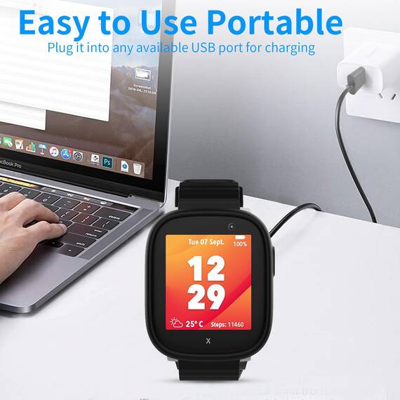 2-Stück Magnetisches Ladekabel Kompatibel mit Xplora X6, Tragbares USB-Kabel Ersatz Ladegerät Charging Cable für X6 Play/X6 Pro,Schwarz & Schwarz