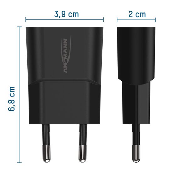 Ansmann 1 porta USB 1001-0108 - Caricatore USB con controllo intelligente di ricarica per smartphone, tablet, GoPro, e-book, ecc