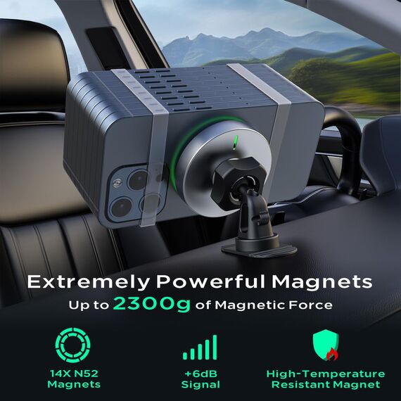 Mag-Safe Handyhalterung Auto mit Ladefunktion, Hinyx Autohalterung Ladegerät Magnet Zubehör, Handyhalter kompatibel mit iPhone16/15/14/14/13 Pro Max/14 Plus&Samsung S9