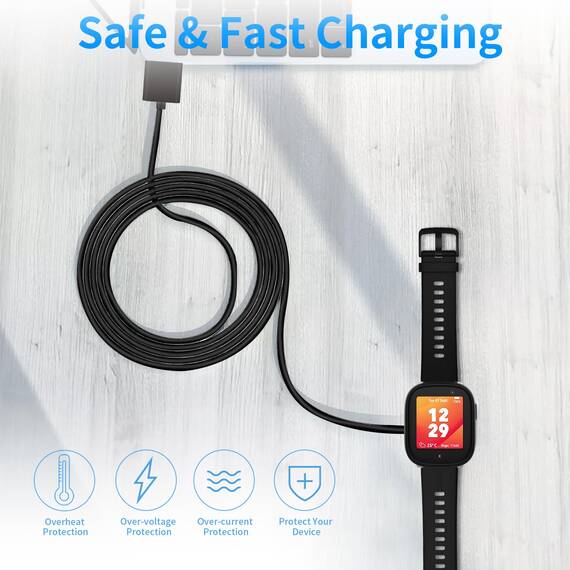 2-Stück Magnetisches Ladekabel Kompatibel mit Xplora X6, Tragbares USB-Kabel Ersatz Ladegerät Charging Cable für X6 Play/X6 Pro,Schwarz & Schwarz