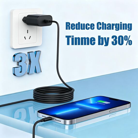 2Pack USB C Ladegerät Ladekabel für iPhone 17/17 Pro/16 Pro Max/15 Pro/15 Plus, iPad, MacBook, Samsung, 20W USB C Power Adapter Schnellladegerät mit Schnellladekabel 2M-Schwarz