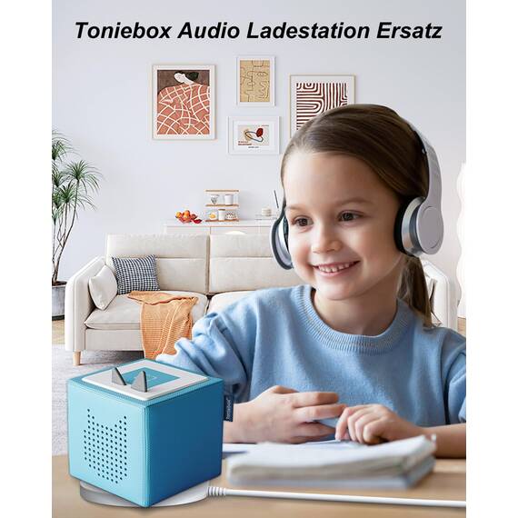 USB Ladestation 9V für Toniebox Ladekabel Original,Toniebox externen Stereolautsprechern Ladegerät (White-USB)