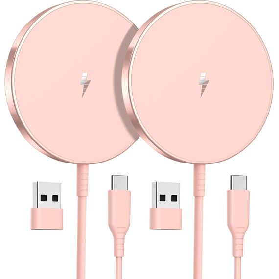 Mag-Safe Ladegerät Wireless Charger iPhone, 15W Schnell Apple induktive ladestation für iPhone 17/16/15/14/13/12 Serie und AirPods 4/3/2/Pro 2, 2er-Pack 5ft Kabel,Mag-Safe Originalersatz