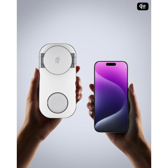 3‑in‑1 Ladestation für Apple Geräte, Qi2 25 W magnetisches kabelloses Laden, Faltbarer Fast Charger Stand kompatibel mit Mag‑Safe für iPhone Air/17/16/15/14/13/12, Apple Watch und Air‑Pods