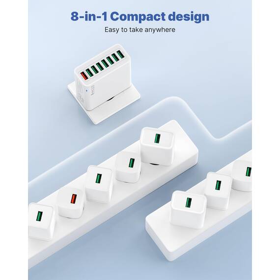 USB Ladegerät 2 Pack, 8 Ports USB Stecker 40W ladeadapter für 15 14 13 12 11 X, Samsung, Huawei, Xiaomi, Schnellladegerät Mehrfach Netzteil Netzstecker Ladestecker Schnellladen Steckdosenadapter