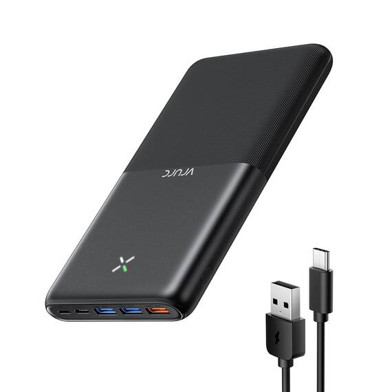 VRURC Power Bank 30000mAh 22.5W Powerbank USB C Schnelles Aufladen Externe Handyakkus mit 4 Ausgänge und 3 Eingänge Tragbares Ladegerät kompatibel mit iPhone, Huawei, Tablets usw (Schwarz)