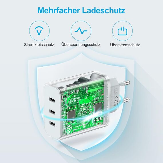 USB C Ladegerät 35W, 3-Port USB C Netzteil/Stecker/Adapter, Schnellladegerät Kompatibel iPhone 17 16 15 14 13 12 11,PD3.0 Samsung S23/S22, Xiaomi, Google Pixel 7/6, iPad Power Adapter
