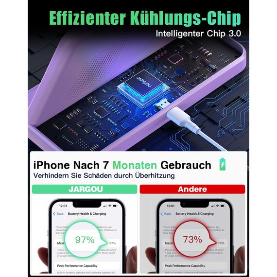 JARGOU 3 in 1 iPhone Ladestation Kabelloses Ladegerät für Apple, Wireless Charger für iPhone 16 15 14 13 12 11 Pro Max/XS/8, für Apple Watch 10/9/Ultra 2/8/7/6/SE/5/4/3/AirPods Pro 4/3/2