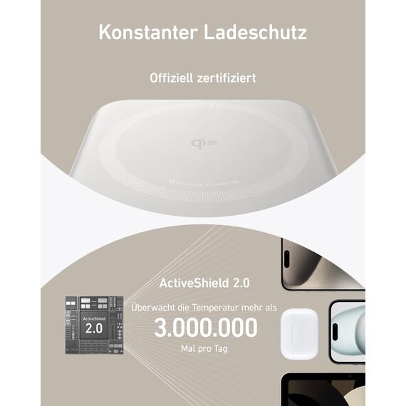 Anker MagGo Powerbank, Qi2-zertifiziert 15W MagSafe-kompatibles Ladegerät, 10.000mAh, Display & klappbarer Ständer, Für iPhone 17/16/15/14, Mit USB-C Kabel