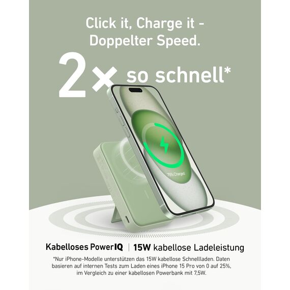 Anker MagGo Power Bank, Qi2-zertifiziertes 15W schnelles MagSafe-kompatibles mobiles Ladegerät, 10.000mAh Akku, Smartes Display & klappbarer Ständer, Für iPhone 17/16/15/14/13, Inkl. USB-C Kabel