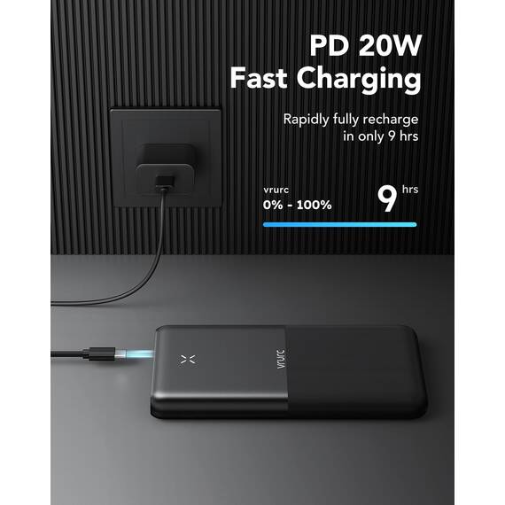 VRURC Power Bank 30000mAh 22.5W Powerbank USB C Schnelles Aufladen Externe Handyakkus mit 4 Ausgänge und 3 Eingänge Tragbares Ladegerät kompatibel mit iPhone, Huawei, Tablets usw (Schwarz)