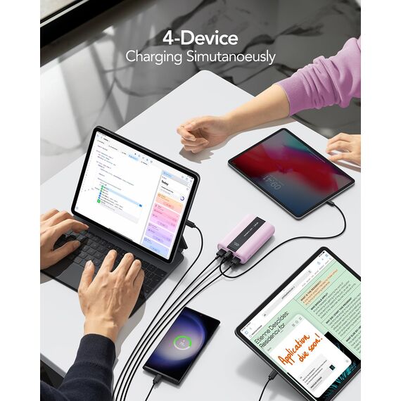 VRURC Power Bank 20000mAh – Kleiner & tragbarer externer Akku mit 22,5W QC & PD 3.0 Schnellladen, USB-C, 6 Ports & LED-Anzeige, CE-zertifizierte Powerbank für iPhone, Samsung, Huawei, iPad & Reisen