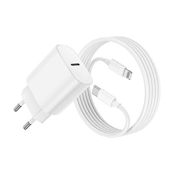 iPhone Schnellladegerät,Apple Netzteil Ladegerät 20W mit USB C Lightning Kabel 2M Original, Type C Ladeadapter, Power Adapter Stecker und Ladekabel für iPhone 14 Pro Max/13 Mini/12 Pro/11/XS/XR/8 iPad