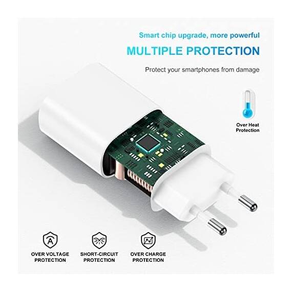 iPhone Schnellladegerät,Apple Netzteil Ladegerät 20W mit USB C Lightning Kabel 2M Original, Type C Ladeadapter, Power Adapter Stecker und Ladekabel für iPhone 14 Pro Max/13 Mini/12 Pro/11/XS/XR/8 iPad