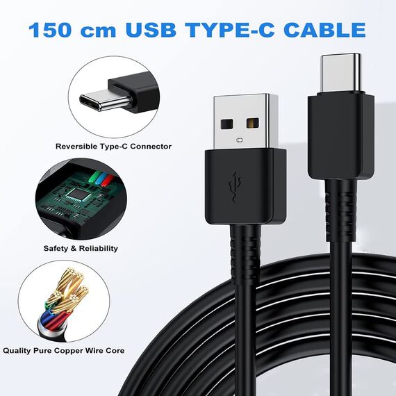 USB Ladegerät mit 1,5m Ladekabel USB Typ-C Schnellladekabel Für Samsung Galaxy A16 A15 A14 A13 A05s A04s A55 A54 A53 A52s A42 A35 A34 A33 S8 S8+ S9 Plus S10 S10e, M53 M33 M23, Schnellladegerät USB C