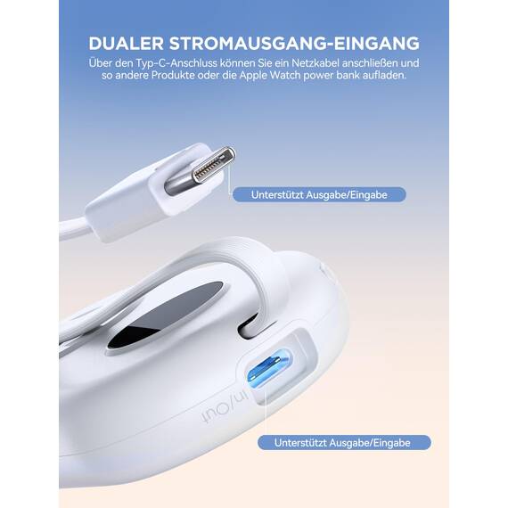 JOYROOM 2500mAh Powerbank für Apple Watch 11 mit USB C Ladekabel, [LED-Display] Magnetisch Kabellos Tragbares Ladegerät kompatibel mit Apple Watch Series 11/10/9/8/7/6/SE/5/4/3/2/1/Nike/Ultra/Ultra 2