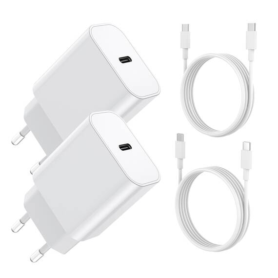 Seadmit 20W USB C Adapter, USB-C Ladegerät kompatibel mit i-Phone 17/16/15/14/13 Plus Pro Max, i-Pad, Air-Pods, Samsung Galaxy S25/24/23, Stecker Netzteil Schnellladegerät Charger(2 Port+ladekabel)
