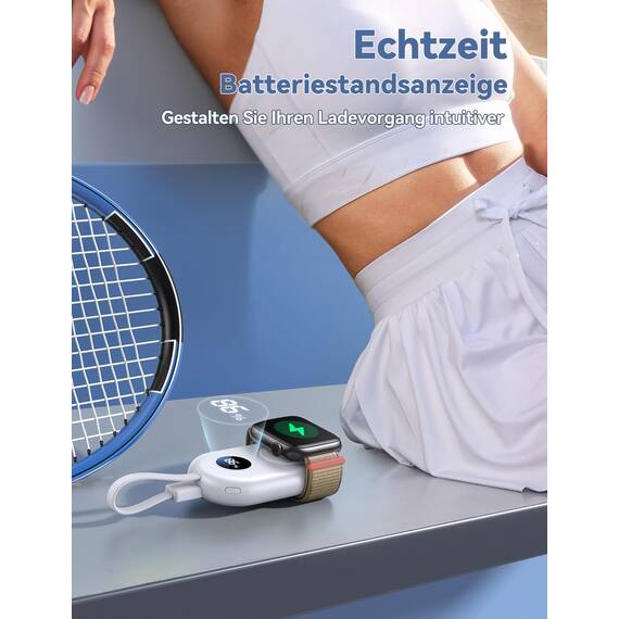 JOYROOM 2500mAh Powerbank für Apple Watch 11 mit USB C Ladekabel, [LED-Display] Magnetisch Kabellos Tragbares Ladegerät kompatibel mit Apple Watch Series 11/10/9/8/7/6/SE/5/4/3/2/1/Nike/Ultra/Ultra 2