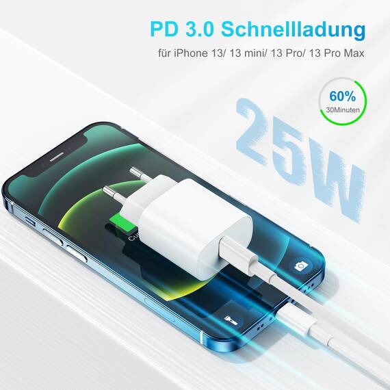 iPhone Schnellladegerät,Apple Netzteil Ladegerät 20W mit USB C Lightning Kabel 2M Original, Type C Ladeadapter, Power Adapter Stecker und Ladekabel für iPhone 14 Pro Max/13 Mini/12 Pro/11/XS/XR/8 iPad