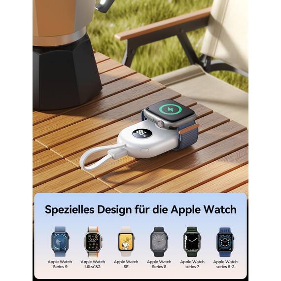 JOYROOM 2500mAh Powerbank für Apple Watch 11 mit USB C Ladekabel, [LED-Display] Magnetisch Kabellos Tragbares Ladegerät kompatibel mit Apple Watch Series 11/10/9/8/7/6/SE/5/4/3/2/1/Nike/Ultra/Ultra 2