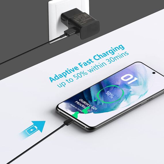 USB Ladegerät mit 1,5m Ladekabel USB Typ-C Schnellladekabel Für Samsung Galaxy A16 A15 A14 A13 A05s A04s A55 A54 A53 A52s A42 A35 A34 A33 S8 S8+ S9 Plus S10 S10e, M53 M33 M23, Schnellladegerät USB C
