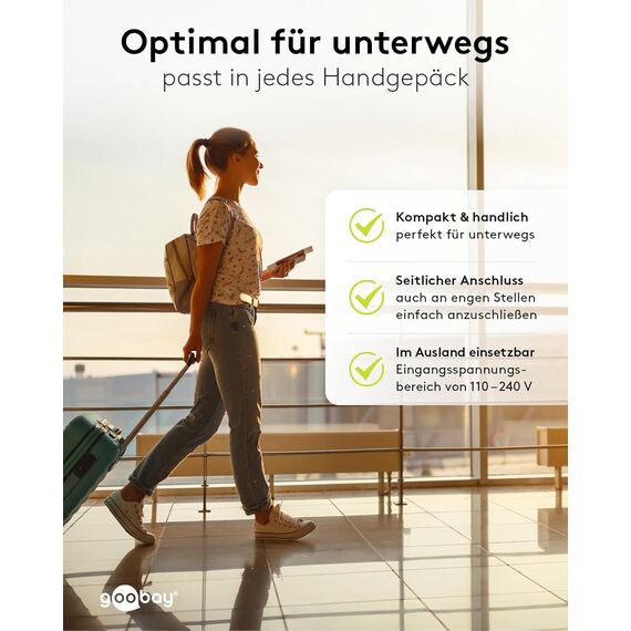 Goobay 44948 USB Netzteil Adapter für Steckdose 1 A (5W) / Netzteil mit seitlichem Eingang/Für Smartphone Ladekabel/Netzstecker/Stecker für USB Ladekabel/Steckdosenadapter/Weiß