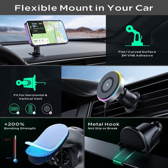 Hinyx Mag-Safe Handyhalterung Auto mit Ladefunktion, Autohalterung Ladegerät Magnet Auto Zubehör mit iPhone13/15/14/14 Pro/14 Pro Max/14 Plus，Black